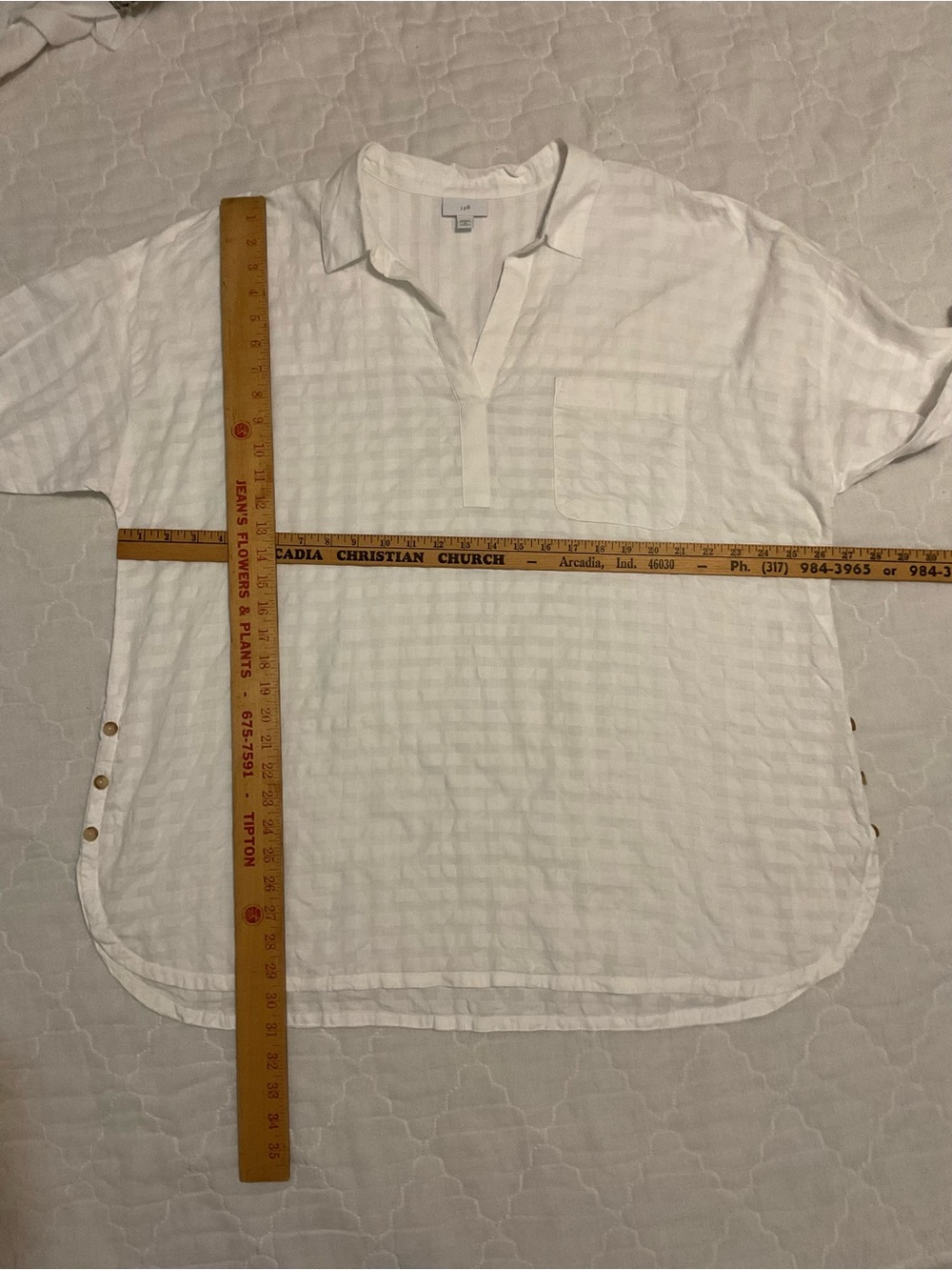 J. Jill Pop-over V-neck White 100% Cotton Boho Textured Lagenlook Tunic Top 2x - Picture 3 of 13